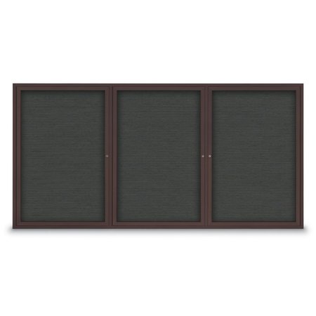 UNITED VISUAL PRODUCTS 18"x24" 1-Door Enclosed Outdoor Letterboard, Grey Felt/Bronze Alum UV1166D-BRONZE-GREY